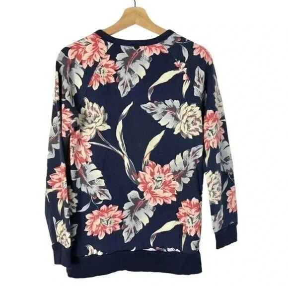 Gap Maternity Navy Blue Floral Notch Neck Pullover Sweatshirt S - Picture 2 of 3